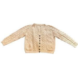 Women's Cream Cable Knit Cardigan